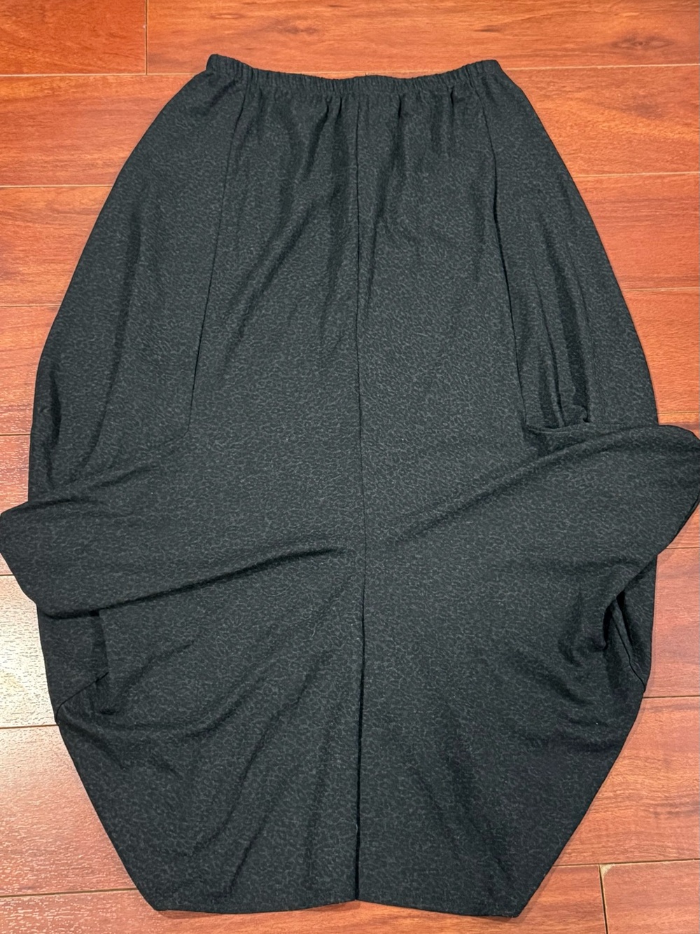 Black A-Line Midi Skirt with Elastic Waistband
